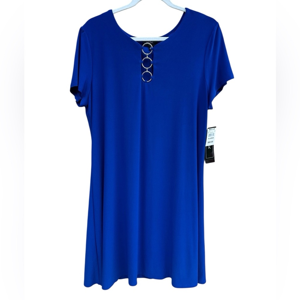 MSK Royal Blue Short Sleeve Dress with Metallic Accents